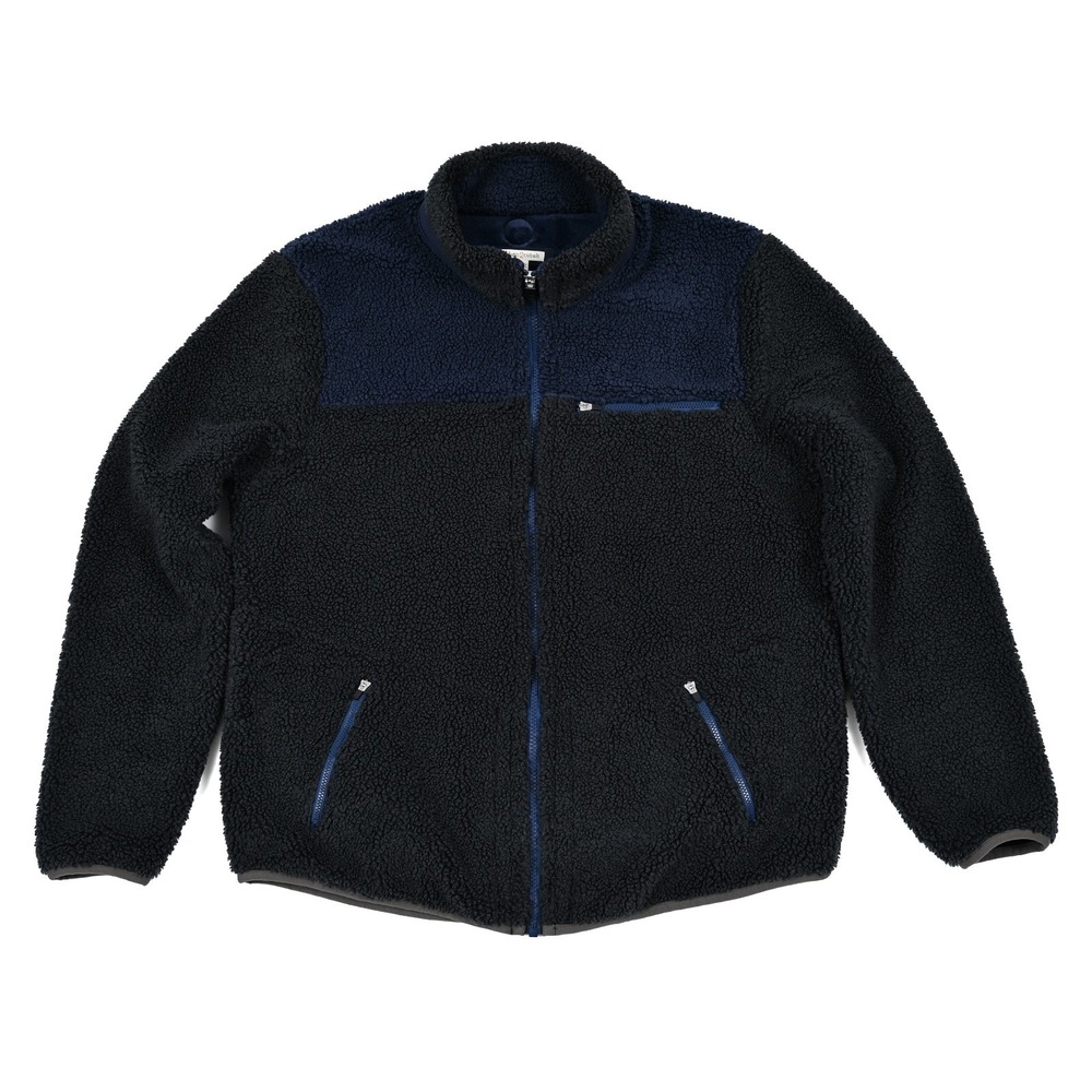 Carbon 2 Cobalt Men's Medium Sherpa Fleece Full Zip Jacket Colorblock Grey Navy
